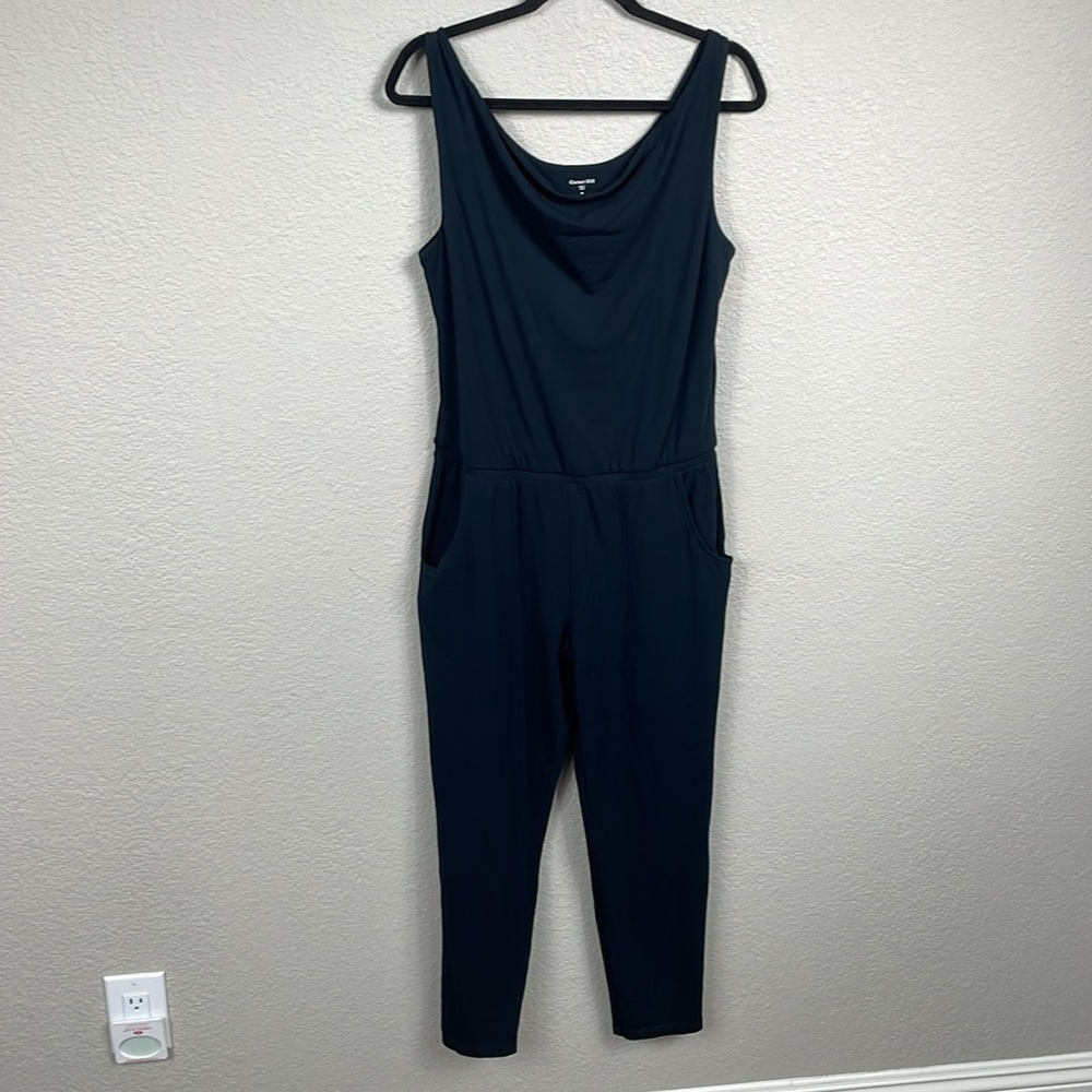 Garnet Hill Jumpsuit Easy Beach Black Lightweight Sleeveless Cowl Neck Sz 4 - Picture 2 of 11